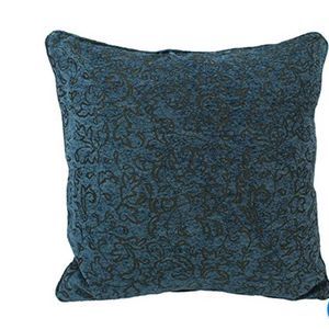 25"x25" Jacquard Chenille Pillow With Insert, Blue Floral